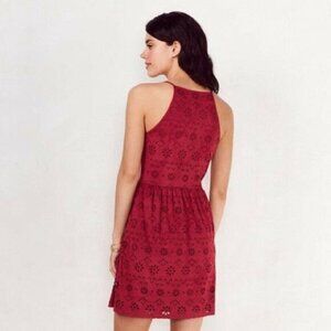 LC Lauren Conrad Womens Red Wine Faux Suede Sleeveless Fit Flare Dress Sz XL New